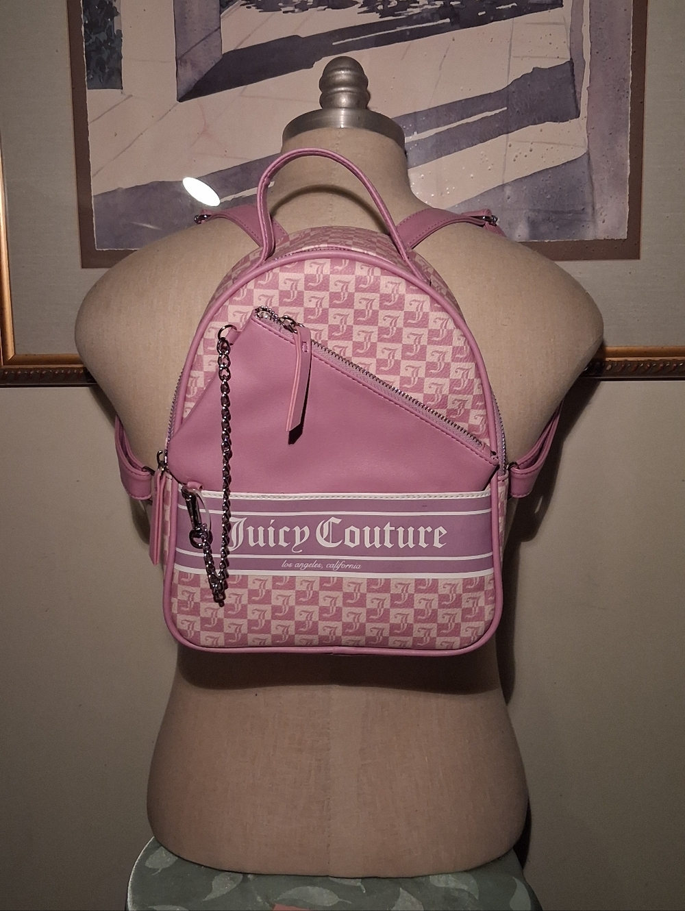 Juicy Couture Pullout Pouch Logo Mini Backpack In Violet Tulle